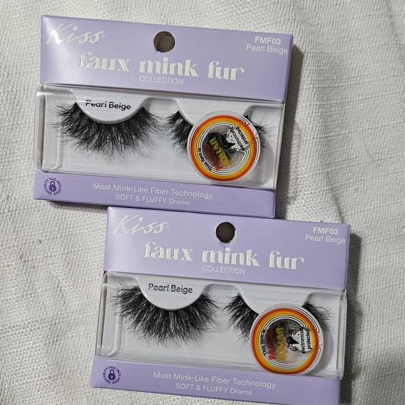 Kiss Faux Mink Fur False Eyelashes Blackglama Golden Pearl Pearl Beige lot of 8 - Picture 6 of 12